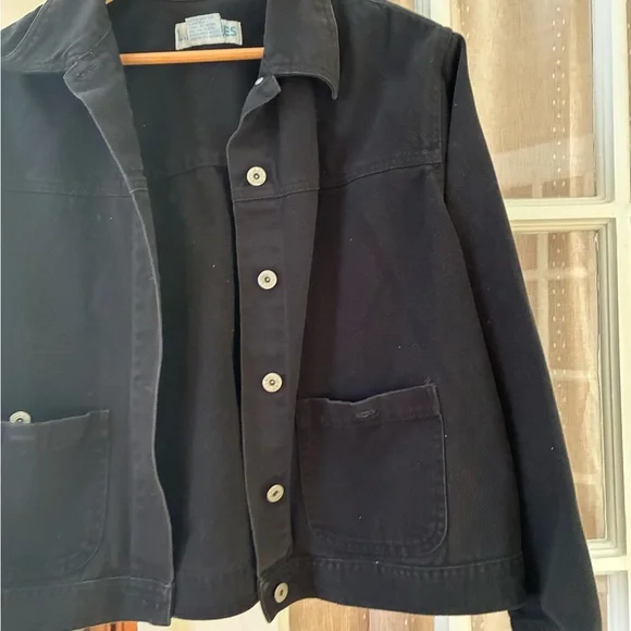100% Cotton Vintage Black Button-Front Chore Jacket - Picture 3 of 5
